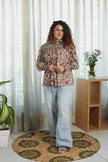 Red lotus smocked shirt