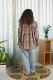 Red lotus smocked shirt