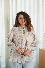 Sunflora Striped Smocked Shirt
