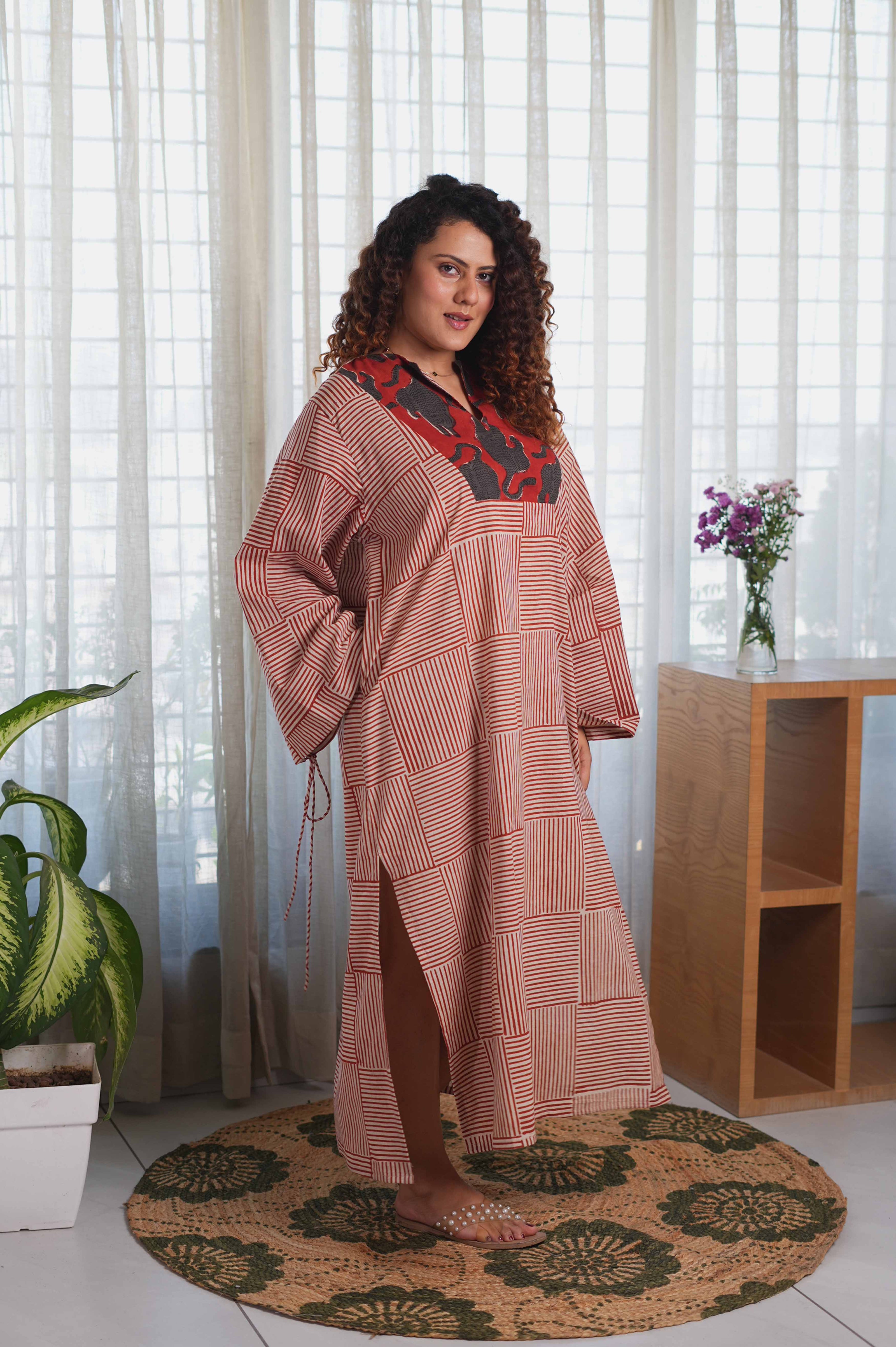 Crimson Tiger Yoke Dress