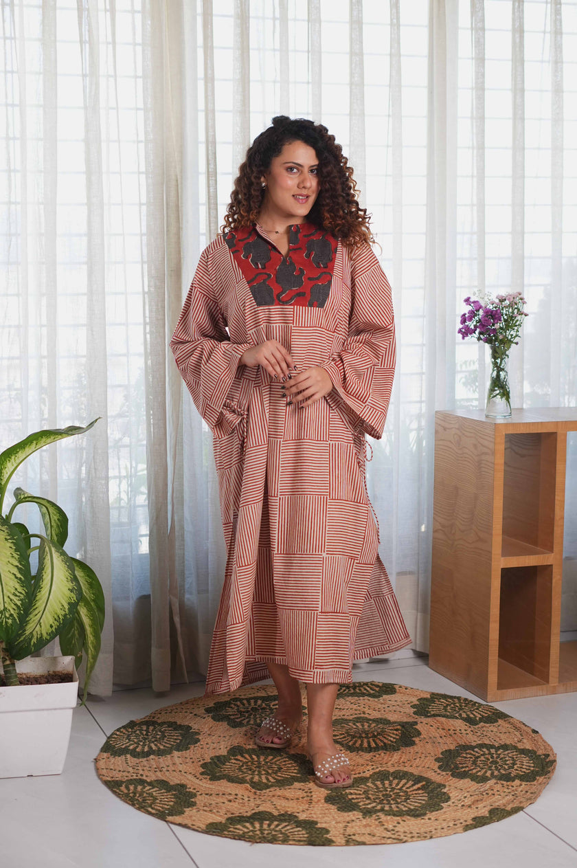 Crimson Tiger Yoke Dress