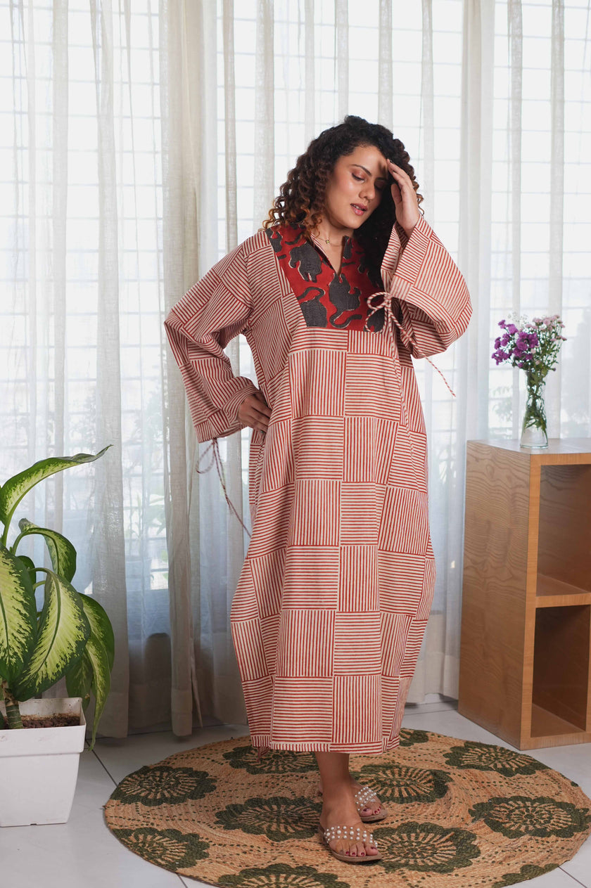 Crimson Tiger Yoke Dress
