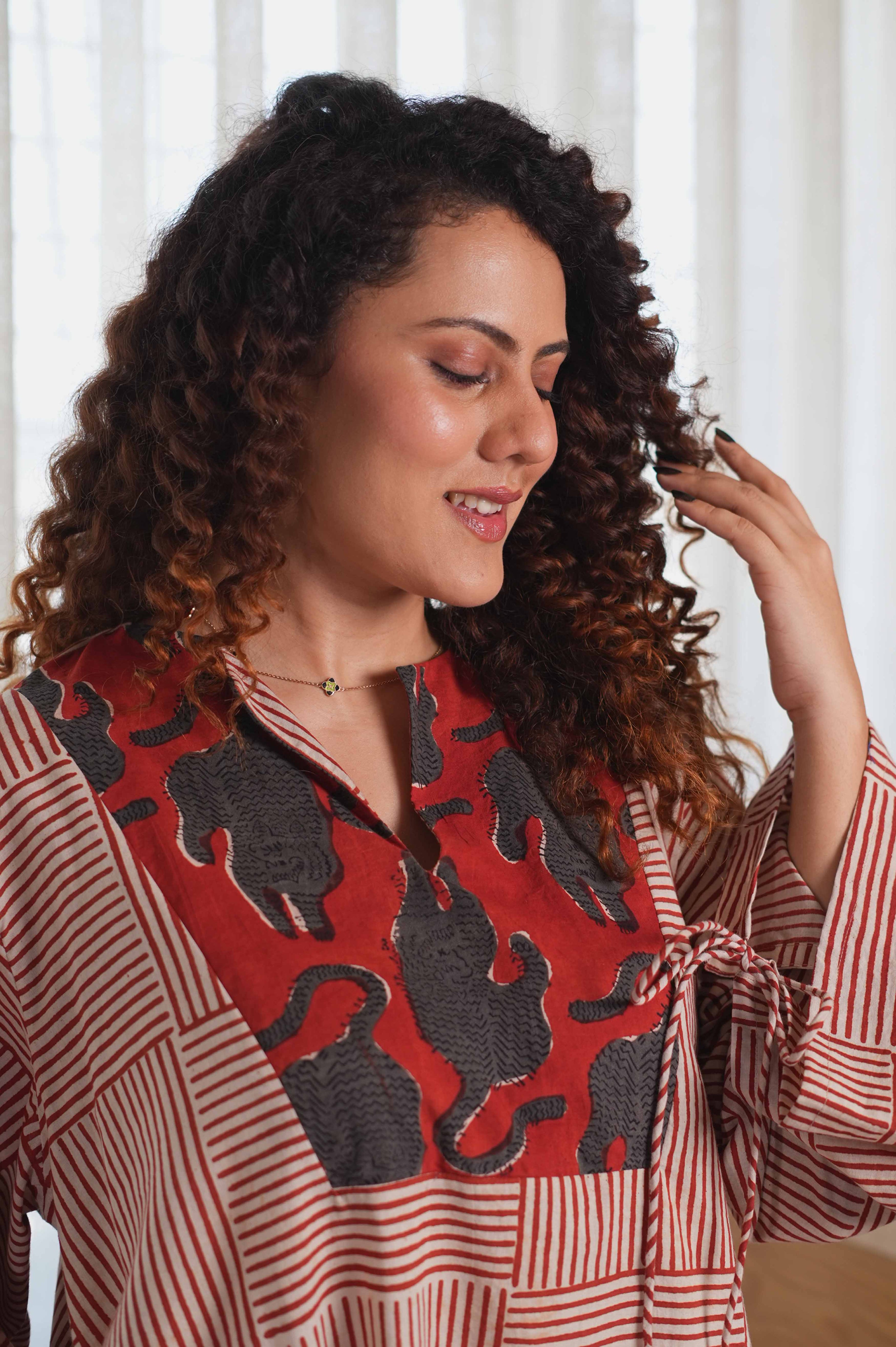 Crimson Tiger Yoke Dress
